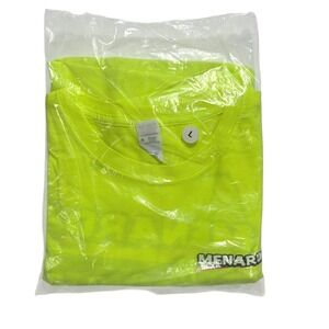 Menards Hi Vis Yellow Short Sleeve Work Shirt Mens L Safety Logo Job Site Tee